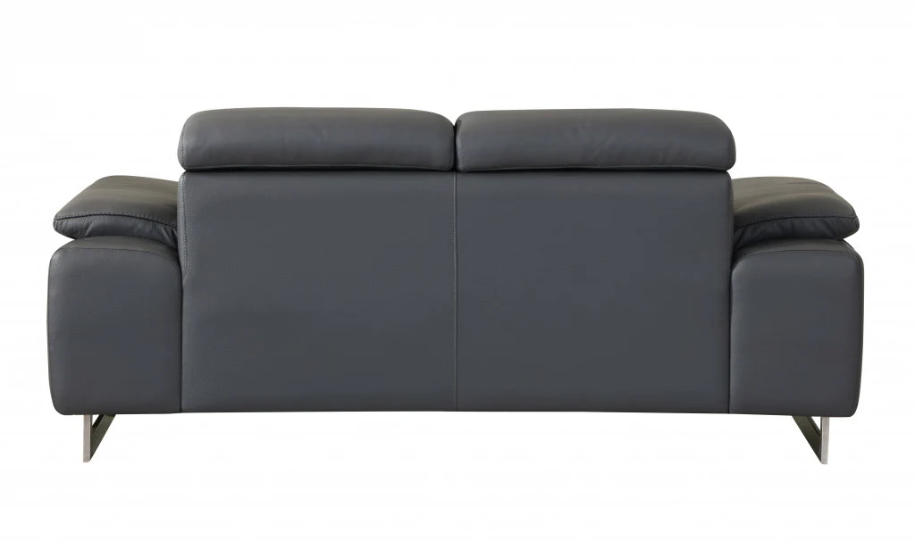 Modern Dark Gray Leather Sofa And Loveseat By Homeroots - 343866 - Image 6