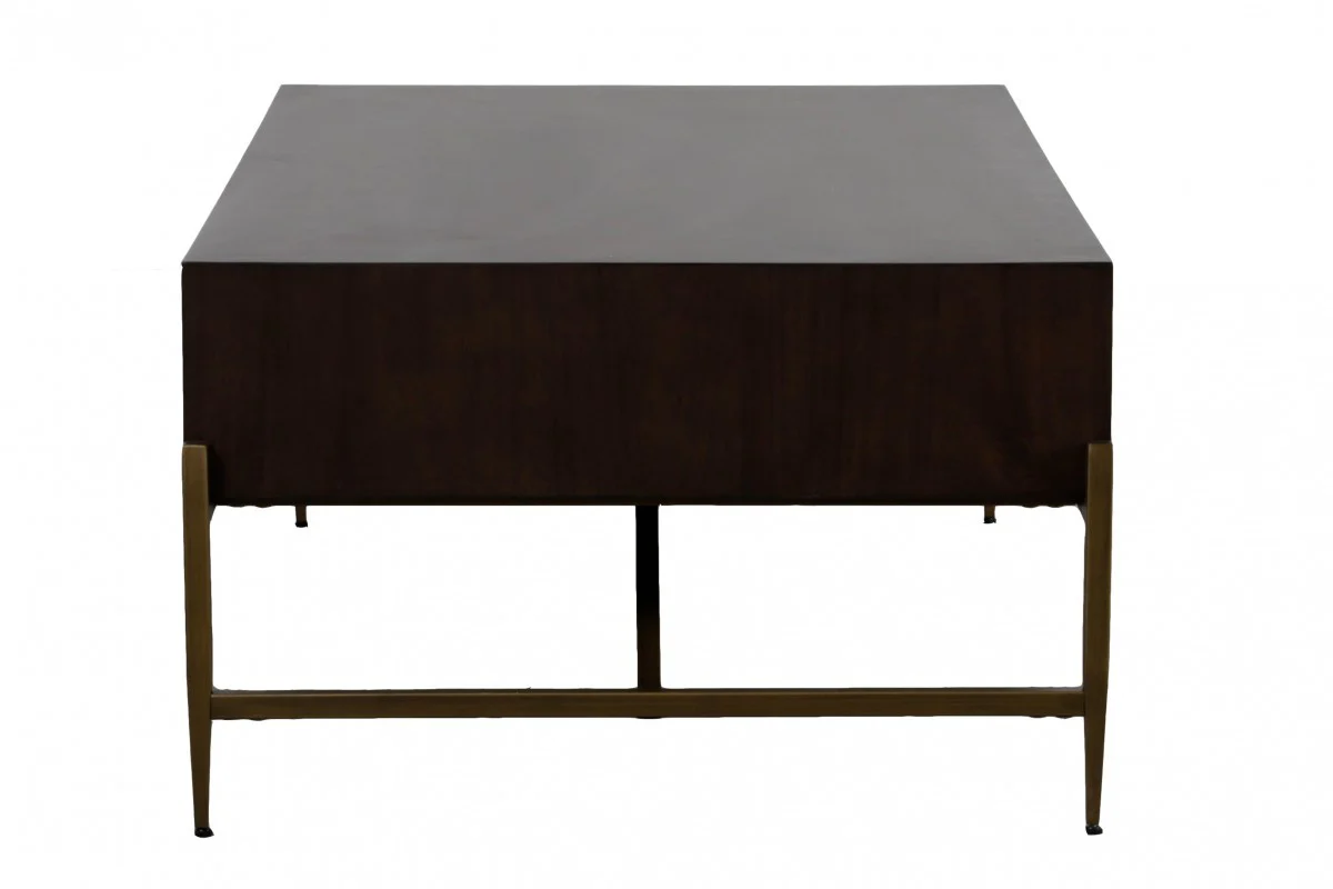 Modern Dark Mango Acacia and Brass Coffee Table By Homeroots - Image 5