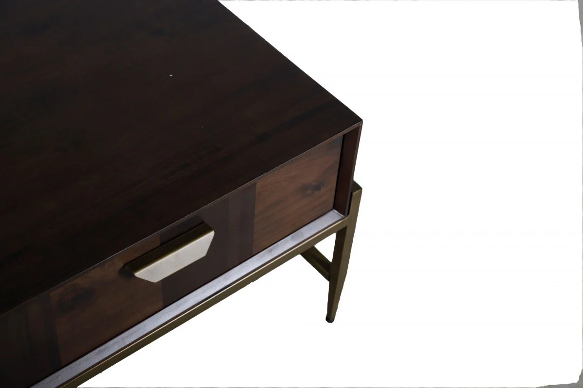 Modern Dark Mango Acacia and Brass Coffee Table By Homeroots - Image 6