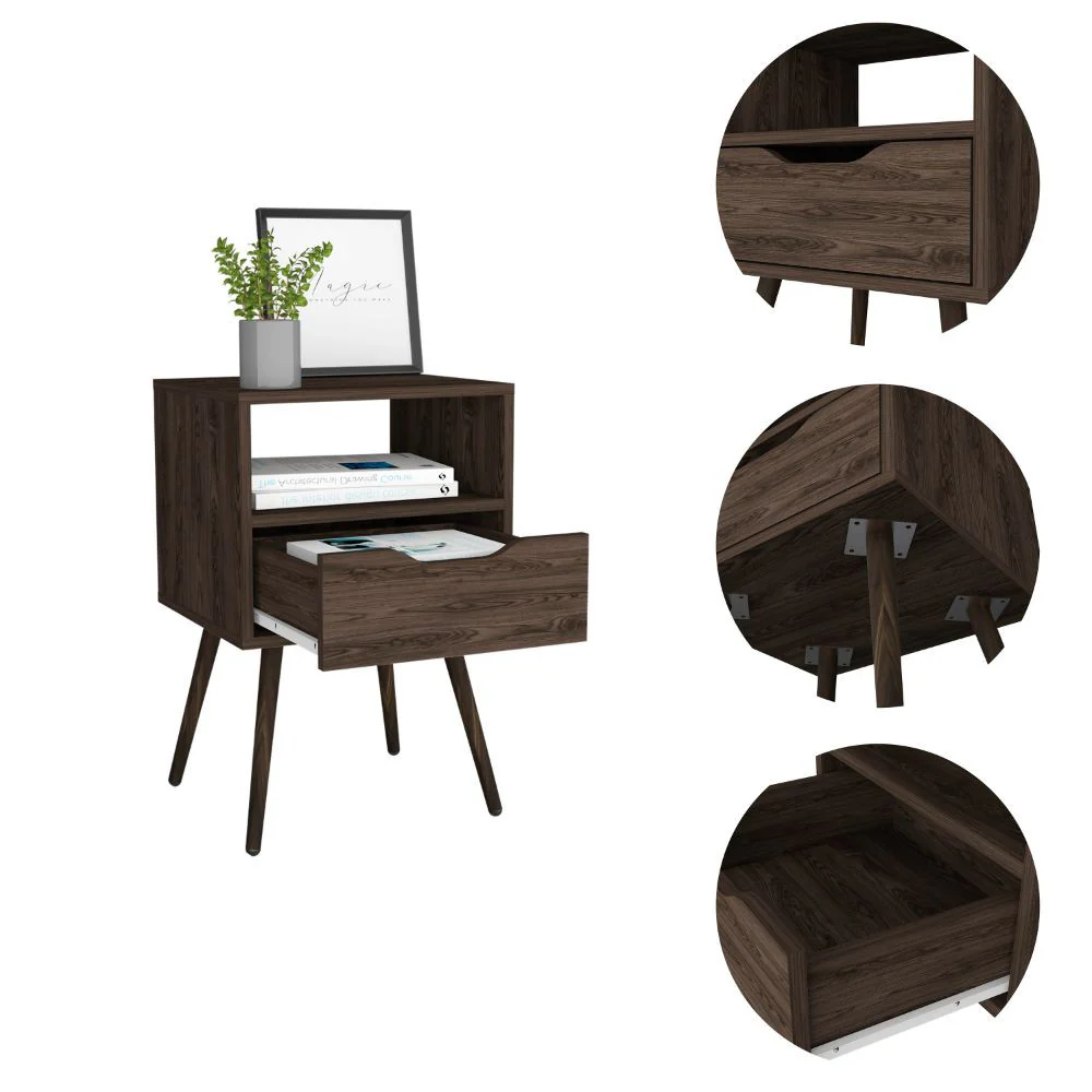 Modern Dark Walnut Bedroom Nightstand By Homeroots - Image 3