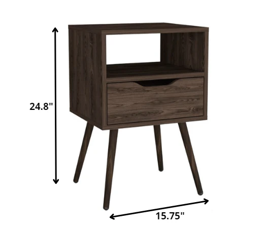 Modern Dark Walnut Bedroom Nightstand By Homeroots - Image 4