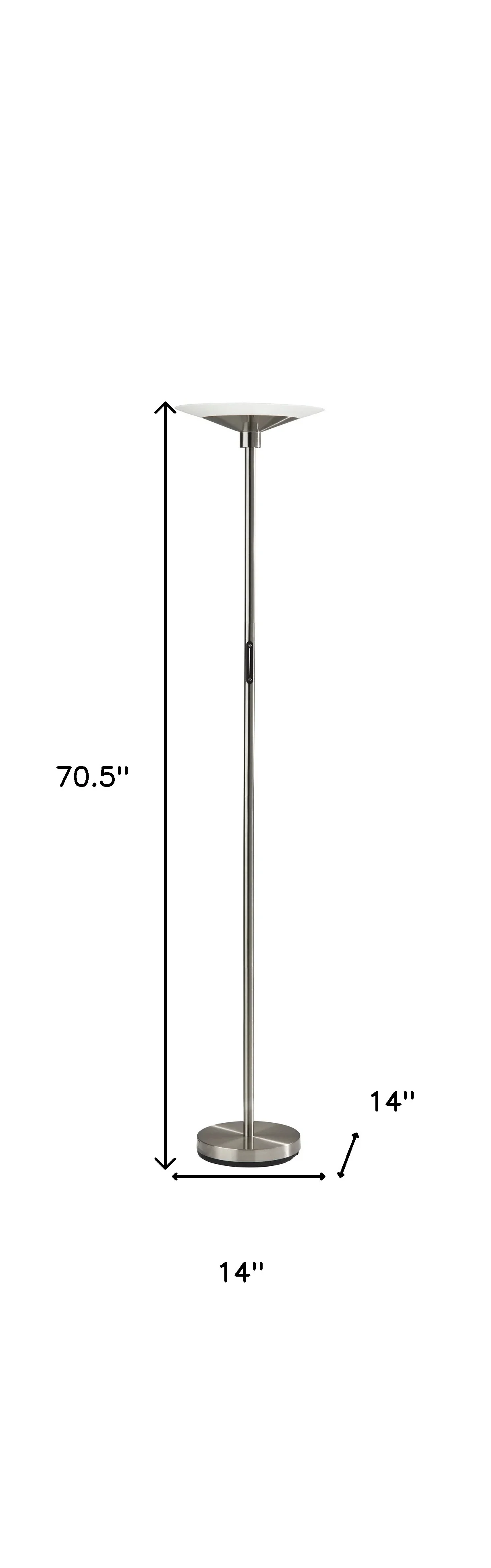 Modern Discus Brushed Steel Metal LED Torchiere By Homeroots - Image 4