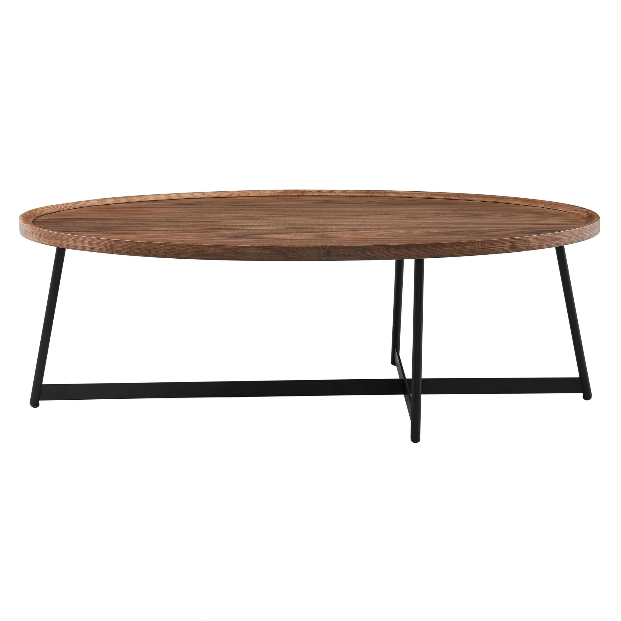 Modern Elegance Walnut Oval and Black Coffee Table By Homeroots - Image 4