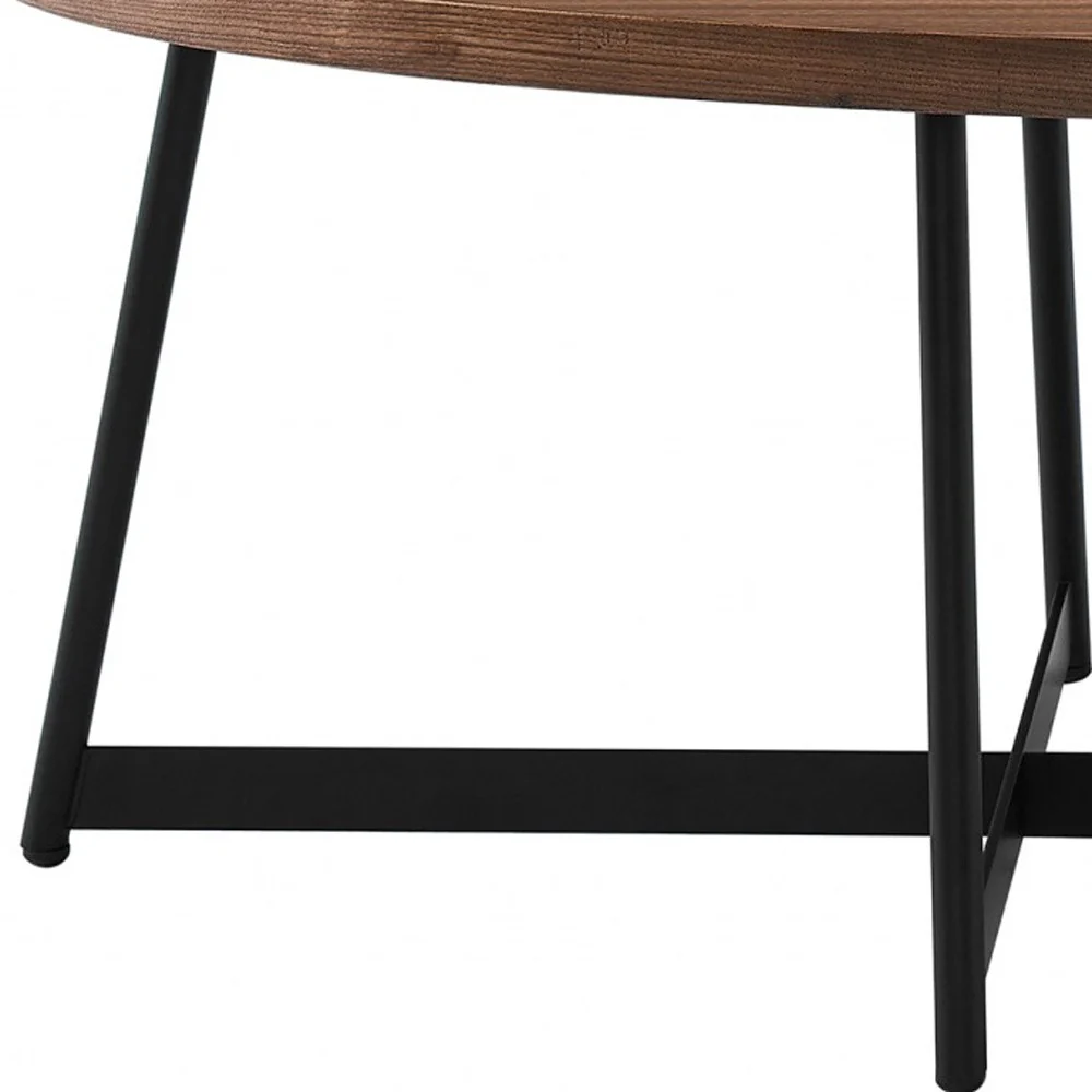 Modern Elegance Walnut Oval and Black Coffee Table By Homeroots - Image 5