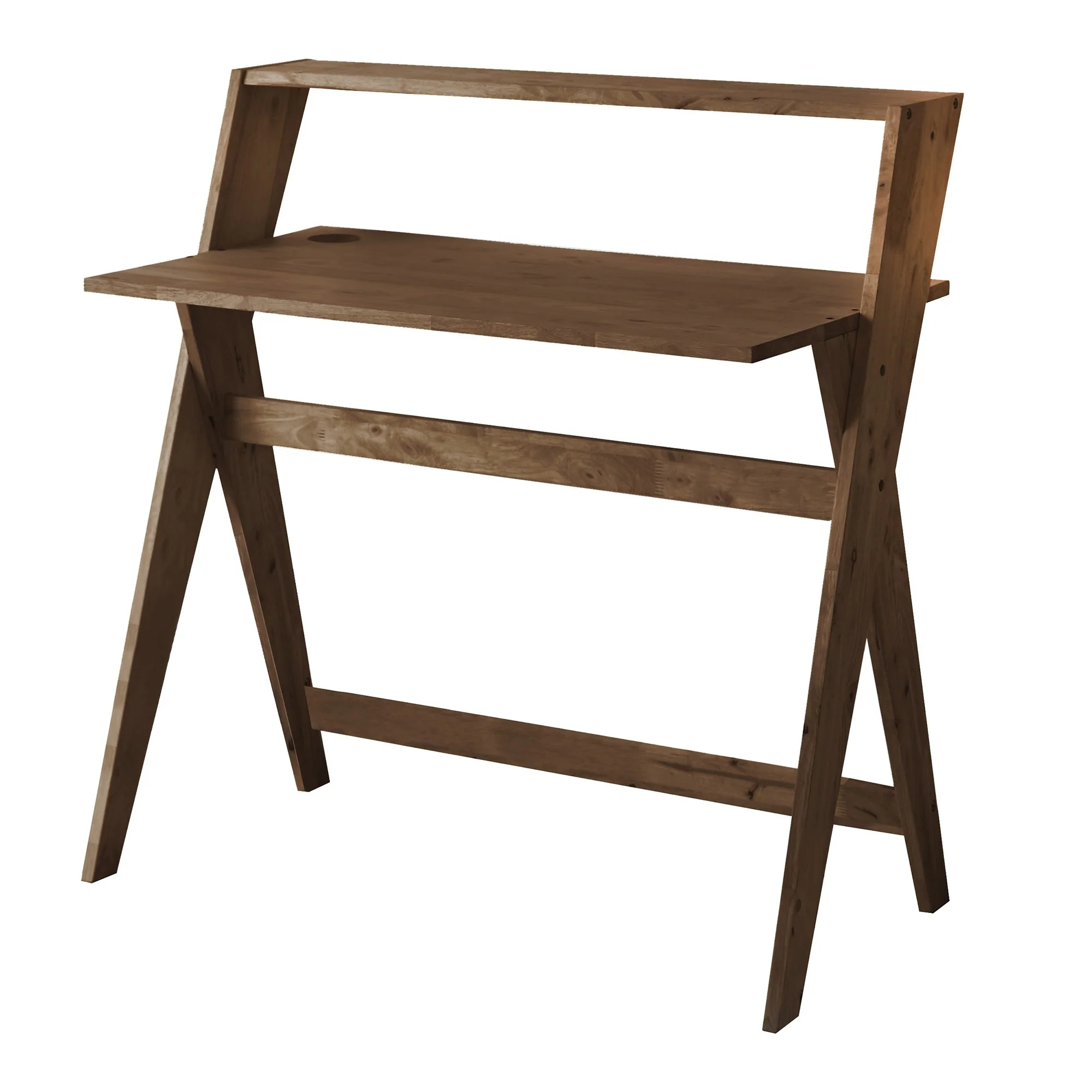 Modern Espresso Wood Crisscross Study Desk By Homeroots - Image 2