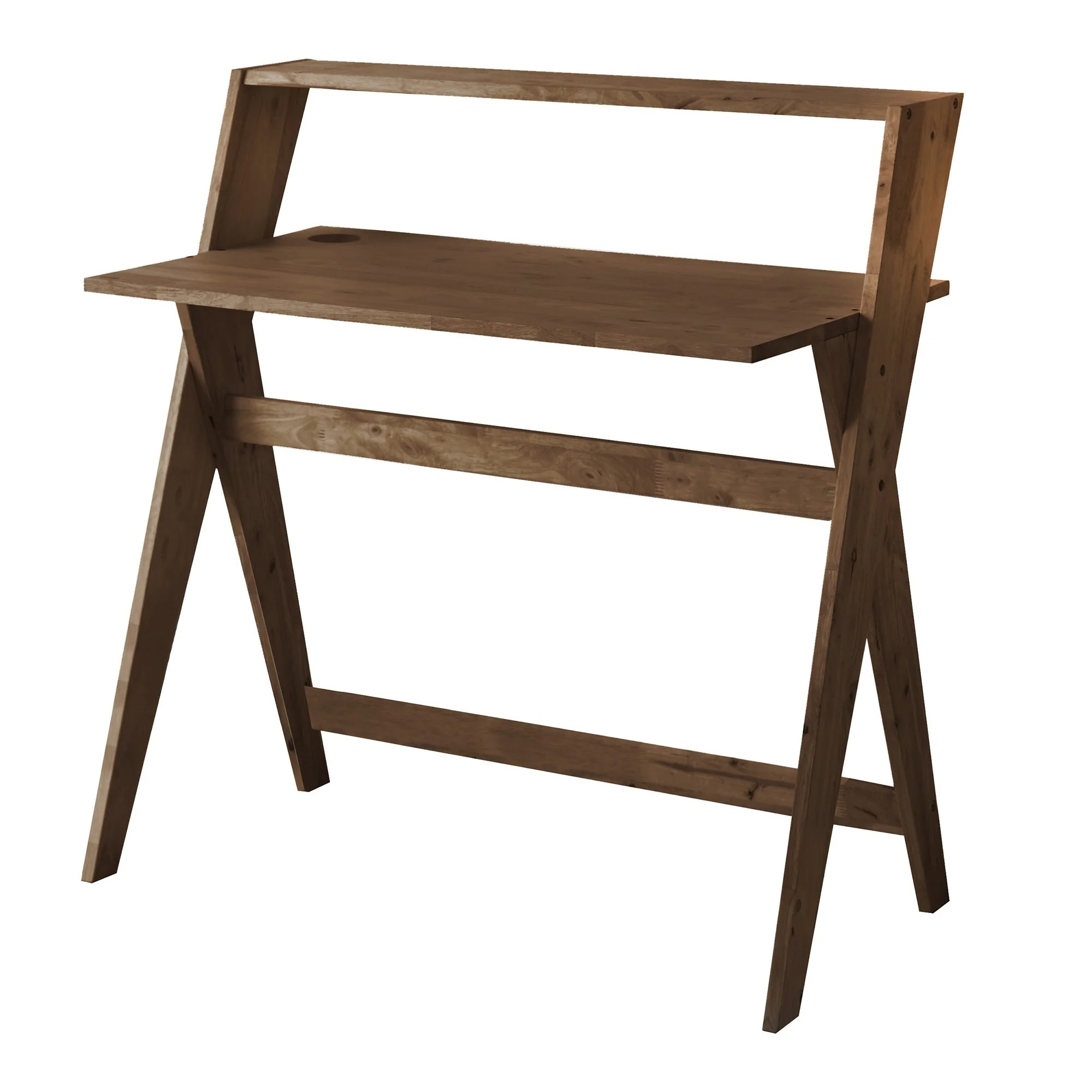 Modern Espresso Wood Crisscross Study Desk By Homeroots - Image 3