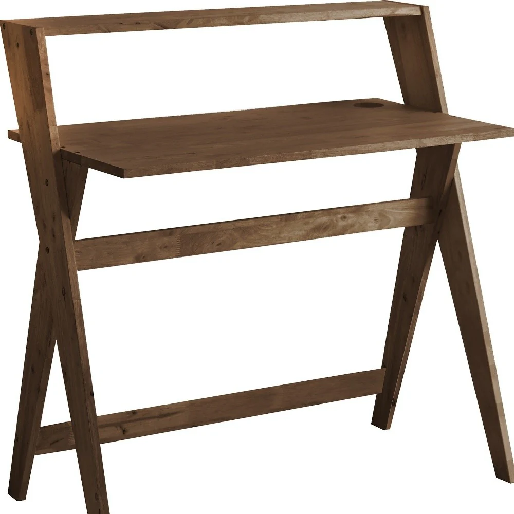 Modern Espresso Wood Crisscross Study Desk By Homeroots - Image 4