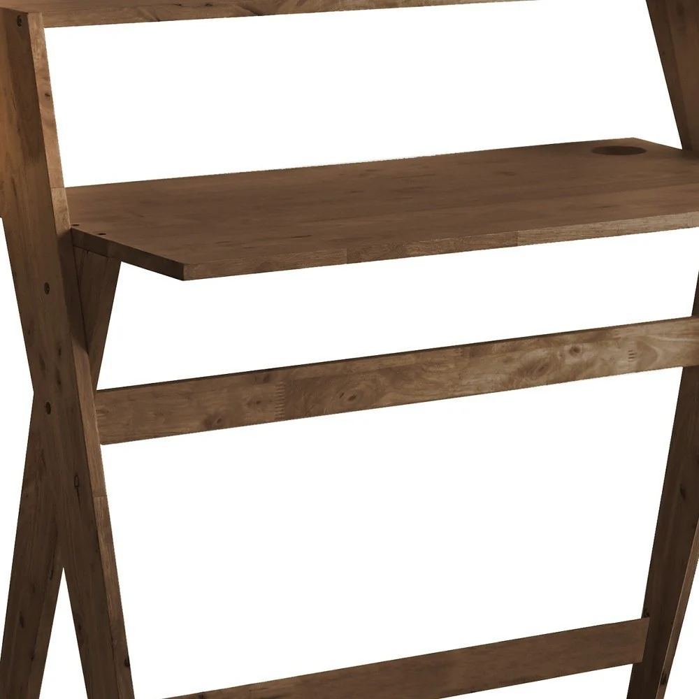 Modern Espresso Wood Crisscross Study Desk By Homeroots - Image 5