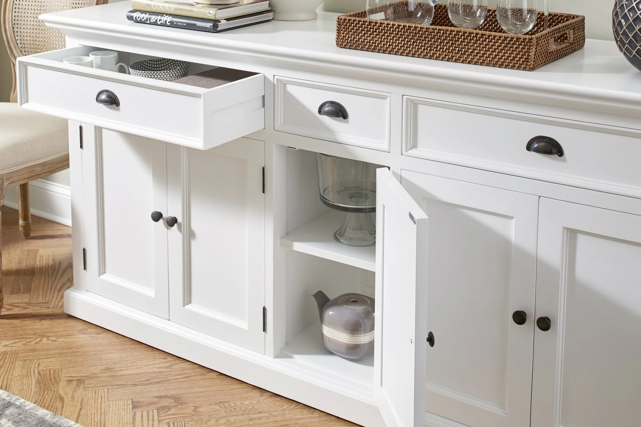 Modern Farm White Buffet Server By Homeroots - Image 9