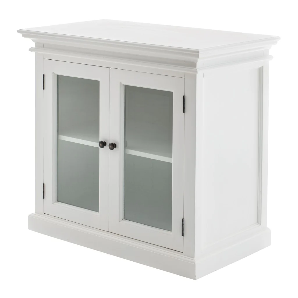 Modern Farm White Glass Door Accent Cabinet By Homeroots - Image 2