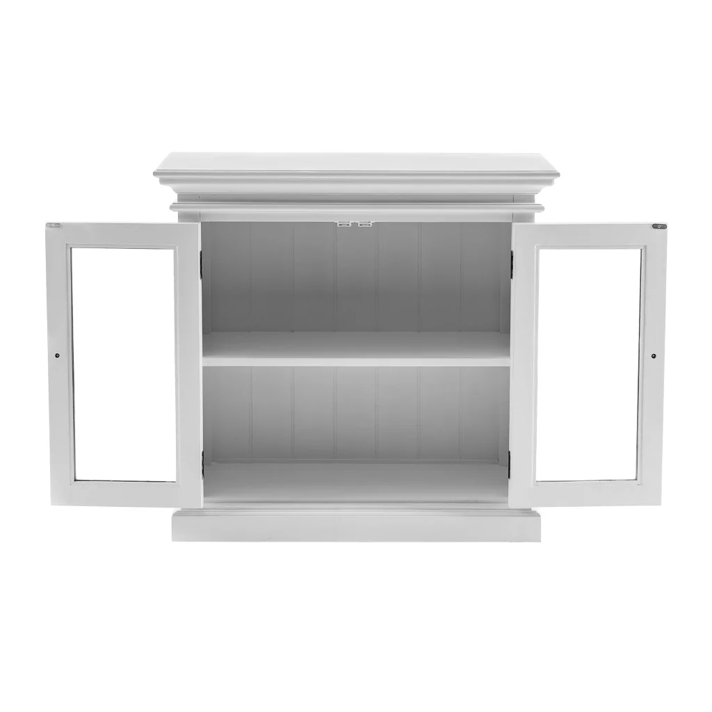 Modern Farm White Glass Door Accent Cabinet By Homeroots - Image 3