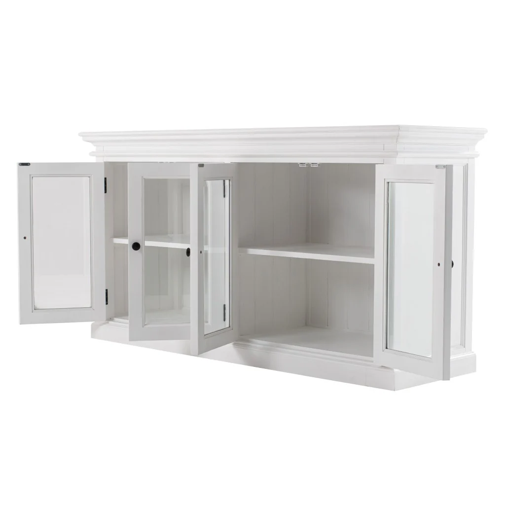 Modern Farm White Glass Door Buffet Server By Homeroots - Image 3