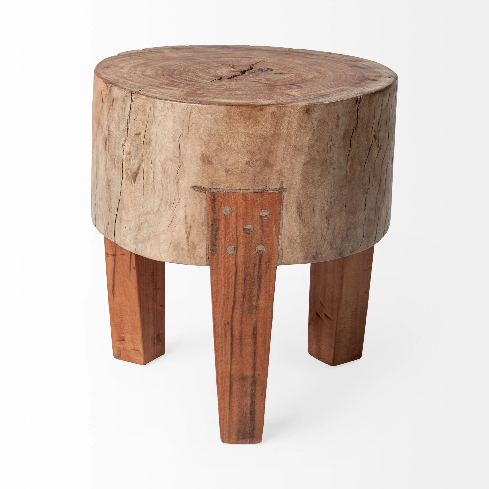 Modern Farmhouse 15' Reclaimed Wood Stool By Homeroots - Image 3