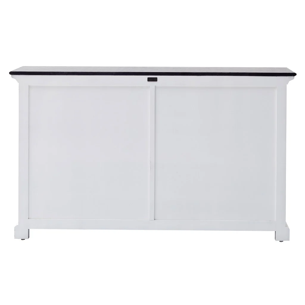 Modern Farmhouse Black And White Buffet Server With Sliding Doors By Homeroots - Image 4