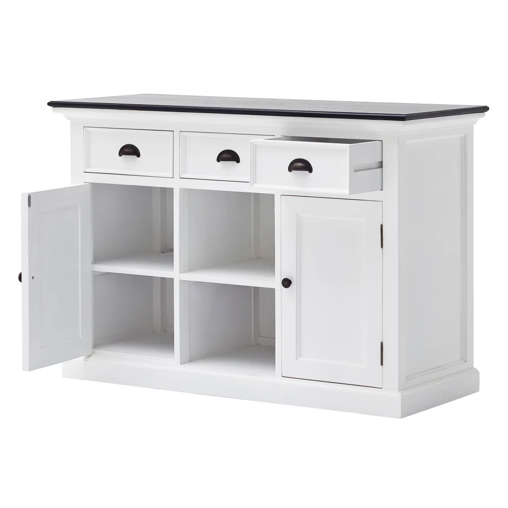 Modern Farmhouse Black And White Large Accent Cabinet By Homeroots - Image 2