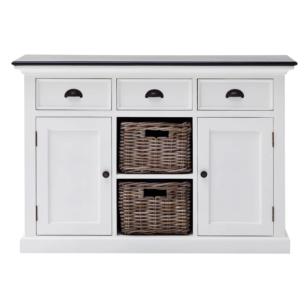 Modern Farmhouse Black And White Large Accent Cabinet By Homeroots - Image 5