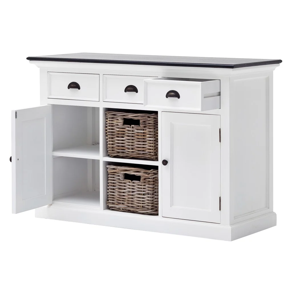 Modern Farmhouse Black And White Large Accent Cabinet By Homeroots - Image 6