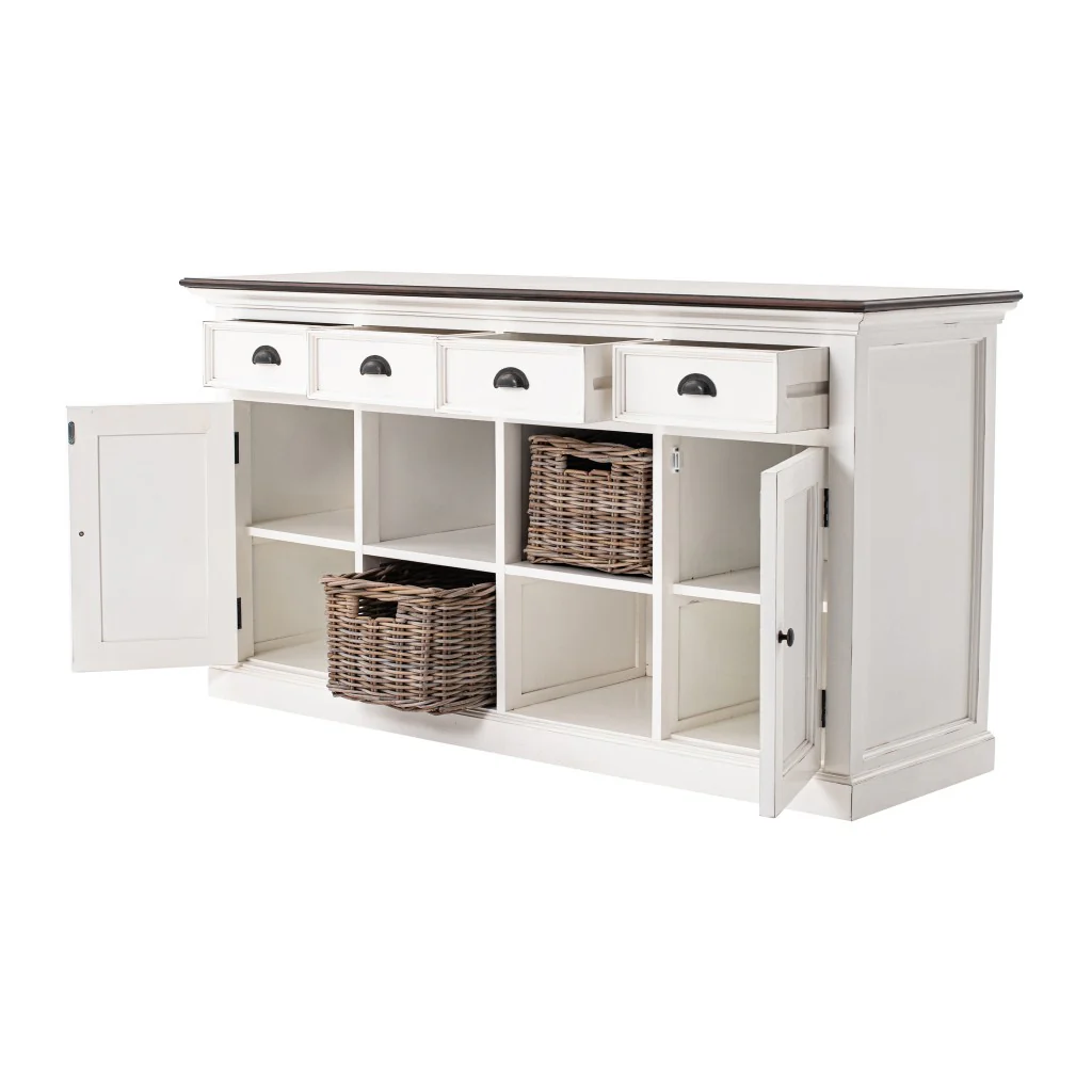 Modern Farmhouse Brown And White Buffet Server With Baskets By Homeroots - Image 3