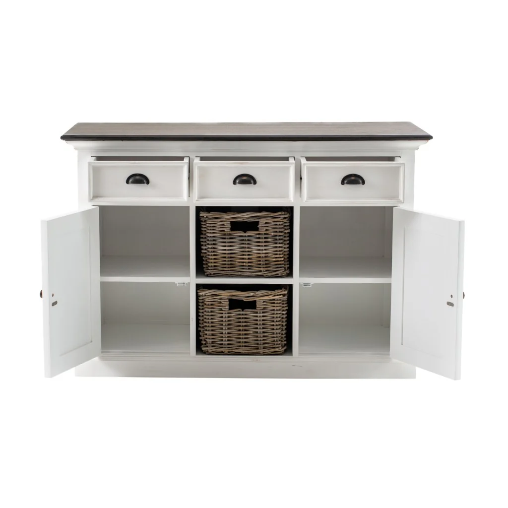 Modern Farmhouse Brown And White Large Accent Cabinet By Homeroots - Image 3