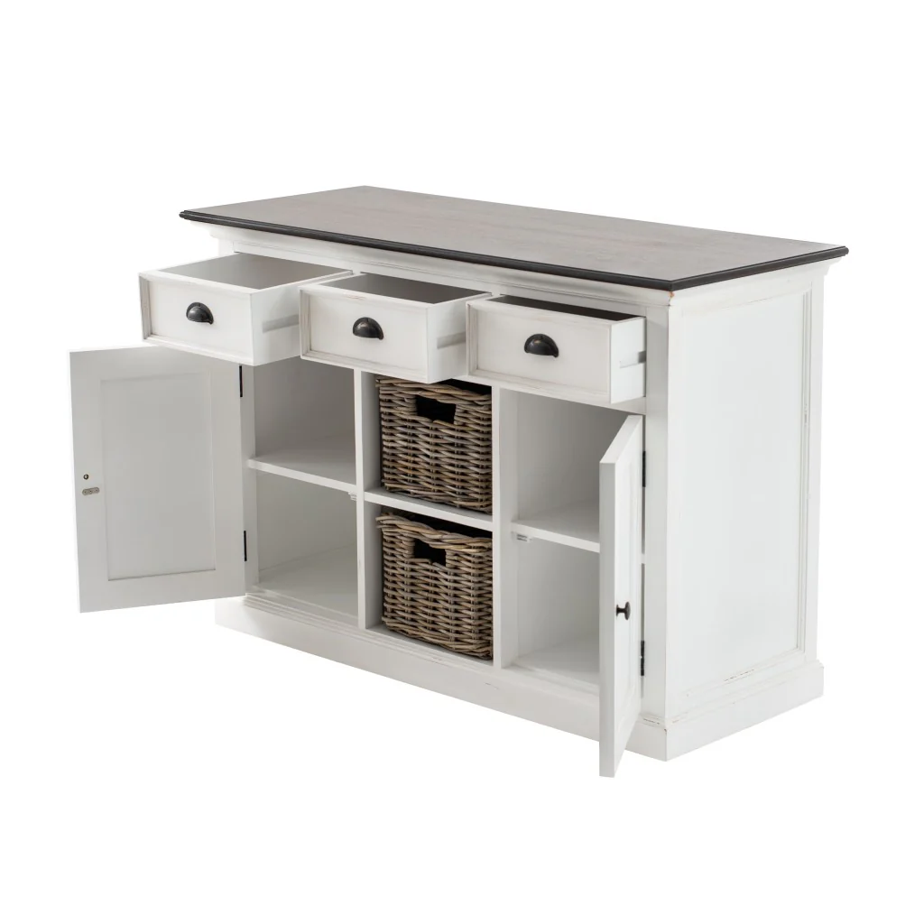 Modern Farmhouse Brown And White Large Accent Cabinet By Homeroots - Image 4