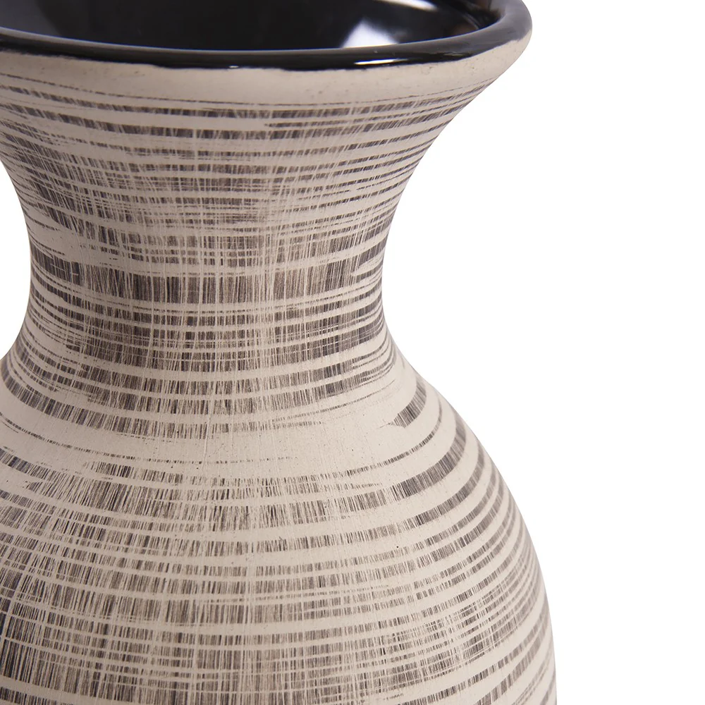 Modern Farmhouse Latte Striped Ceramic Floor Vase By Homeroots - Image 2