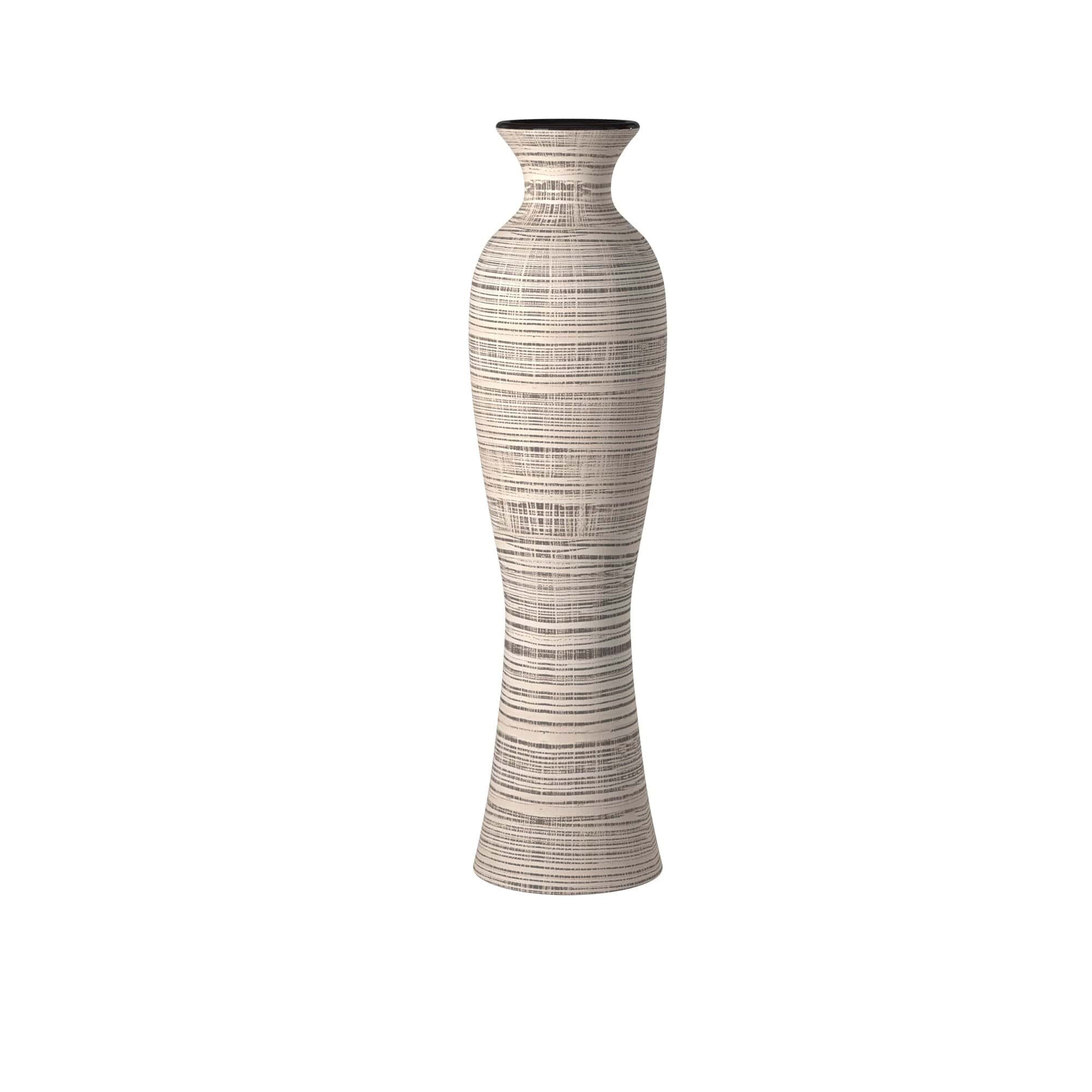 Modern Farmhouse Latte Striped Ceramic Floor Vase By Homeroots - Image 4
