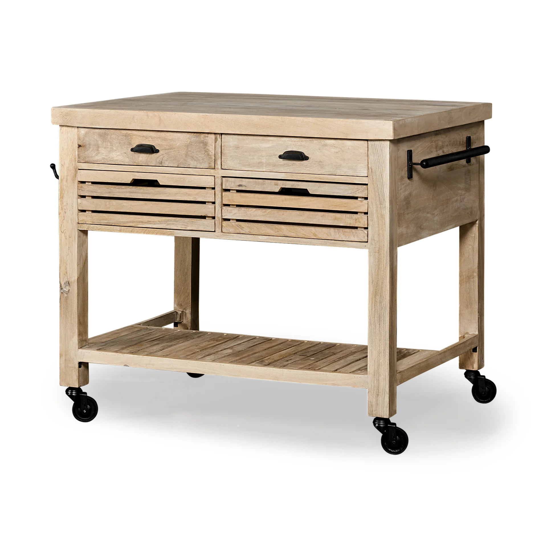 Modern Farmhouse Rolling Kitchen Island Or Bar Cart By Homeroots - Image 2