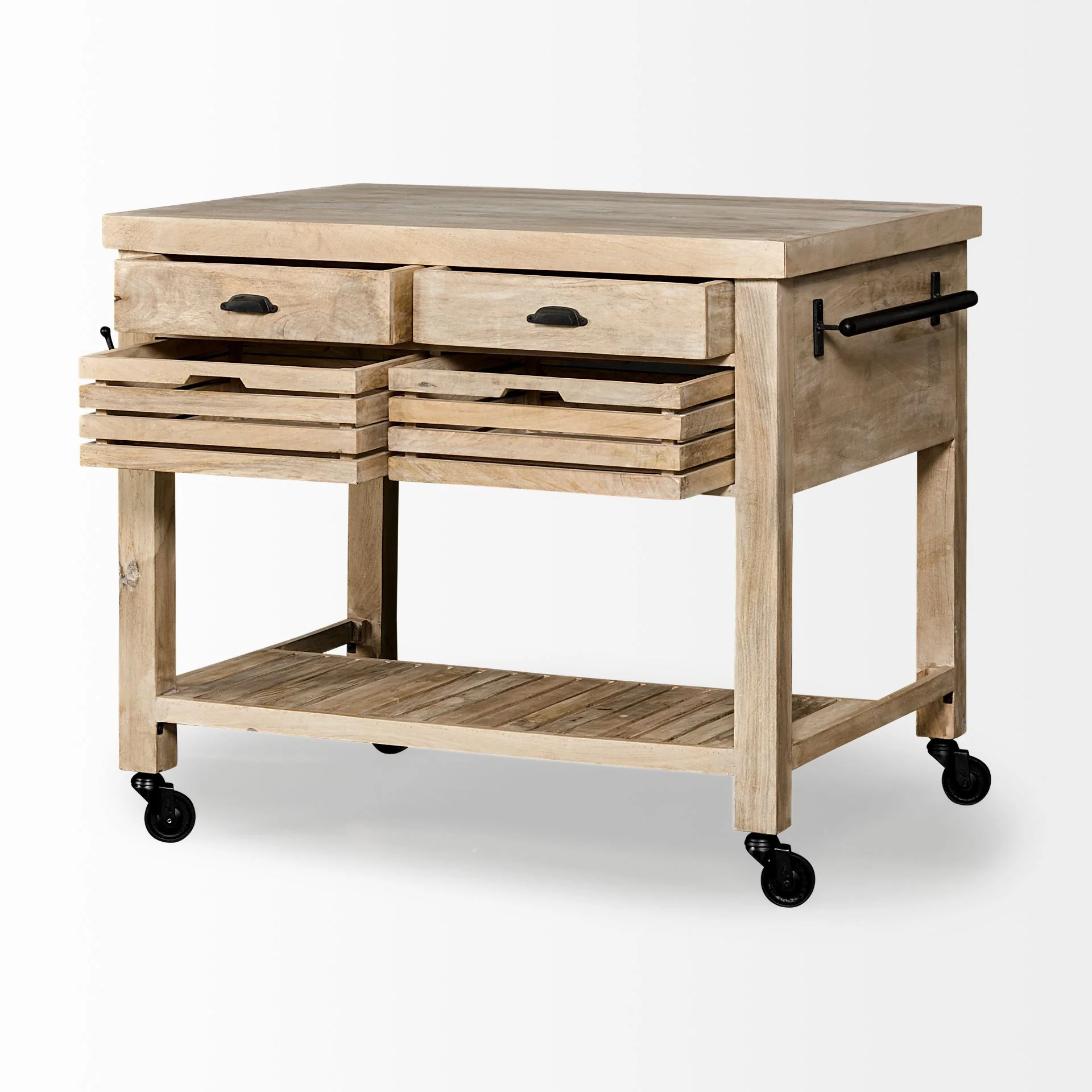 Modern Farmhouse Rolling Kitchen Island Or Bar Cart By Homeroots - Image 3