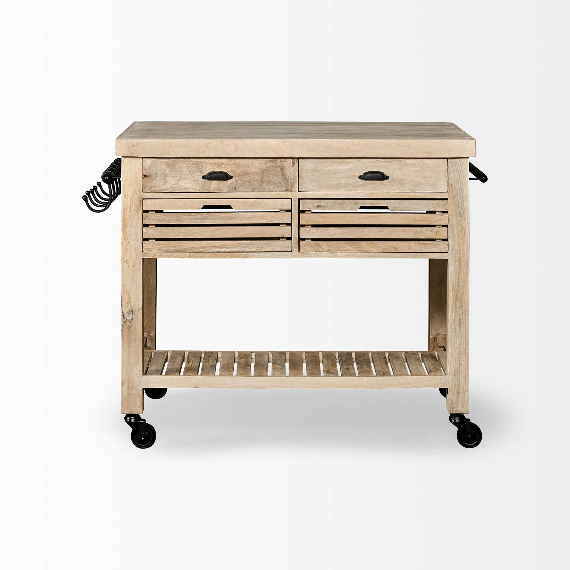 Modern Farmhouse Rolling Kitchen Island Or Bar Cart By Homeroots - Image 4