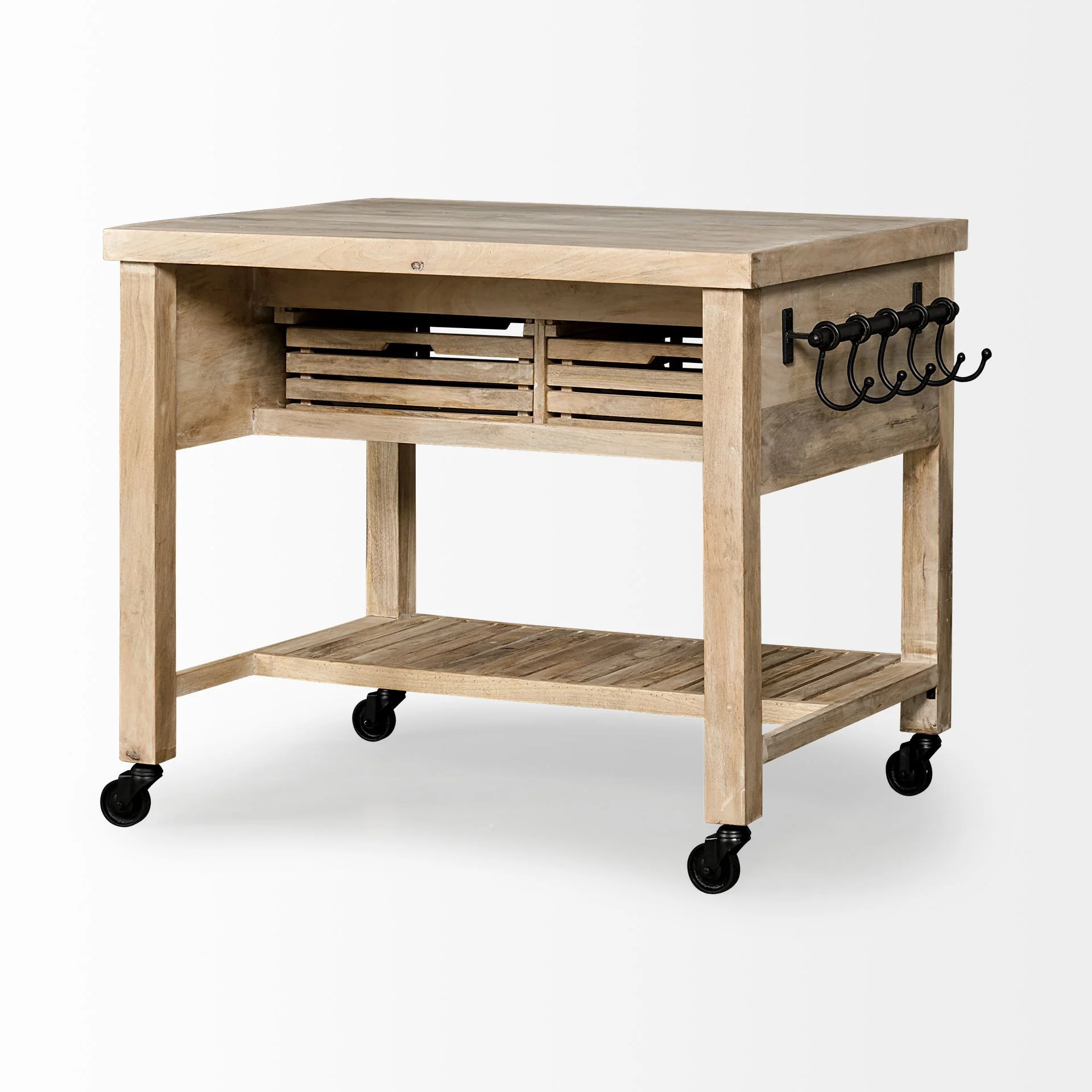 Modern Farmhouse Rolling Kitchen Island Or Bar Cart By Homeroots - Image 6