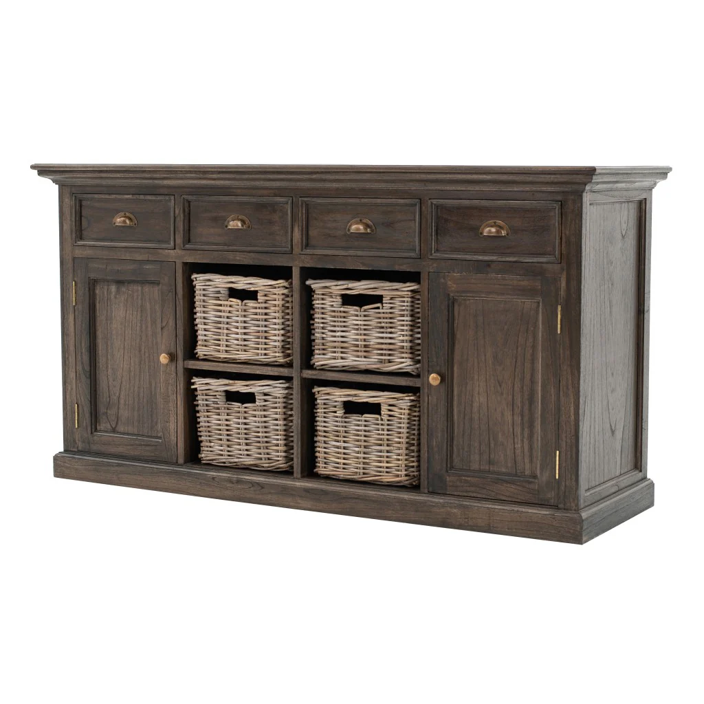 Modern Farmhouse Rustic Espresso Buffet With Baskets By Homeroots - Image 2