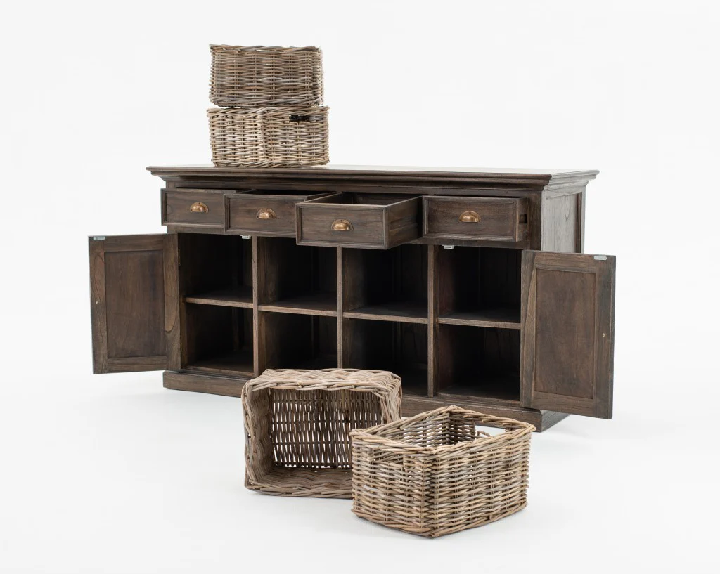 Modern Farmhouse Rustic Espresso Buffet With Baskets By Homeroots - Image 3