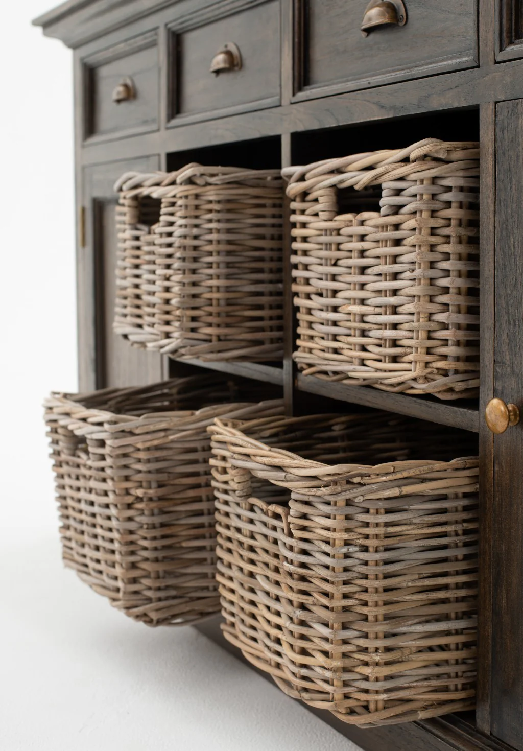 Modern Farmhouse Rustic Espresso Buffet With Baskets By Homeroots - Image 4