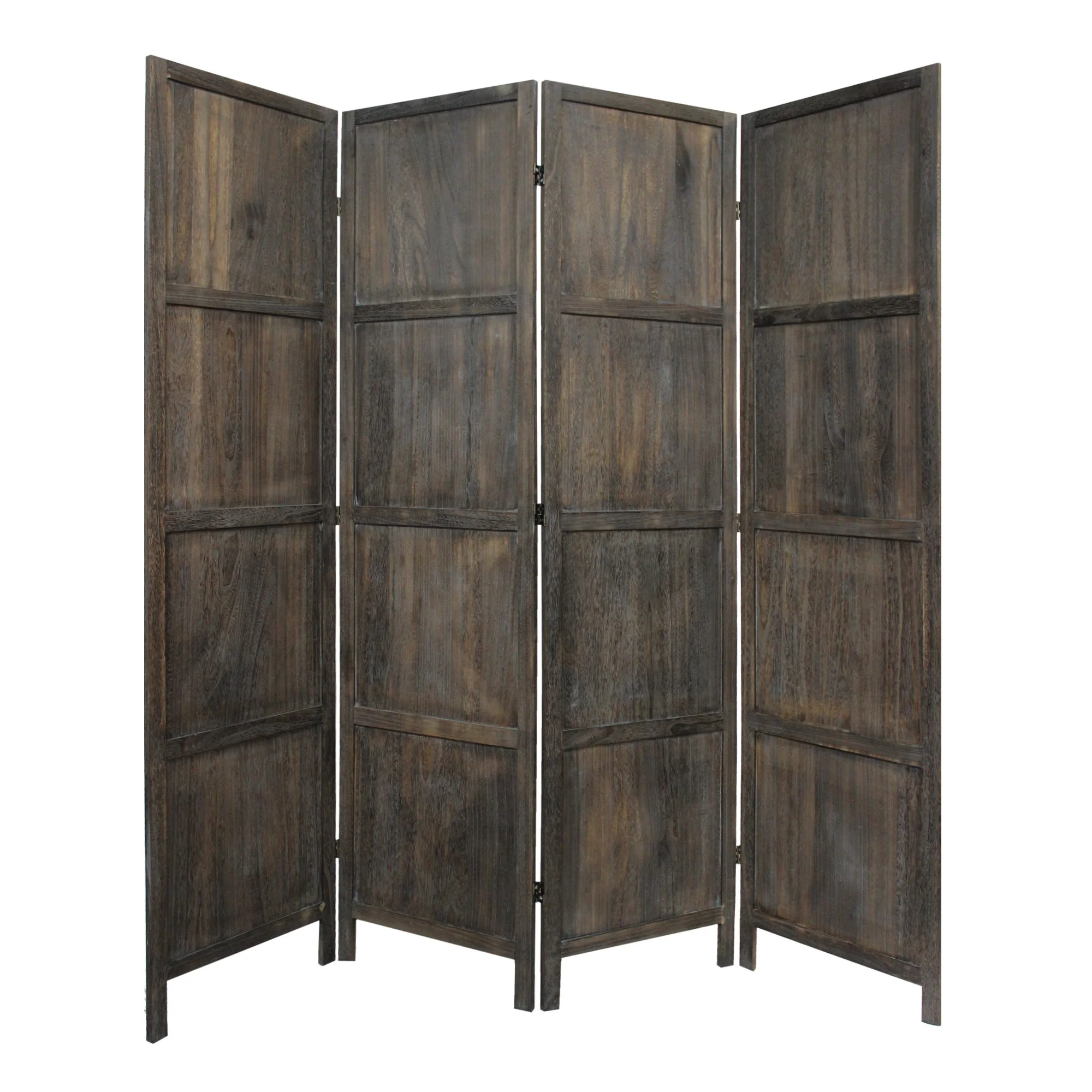 Modern Farmhouse Rustic Four Panel Room Divider Screen By Homeroots - Image 3