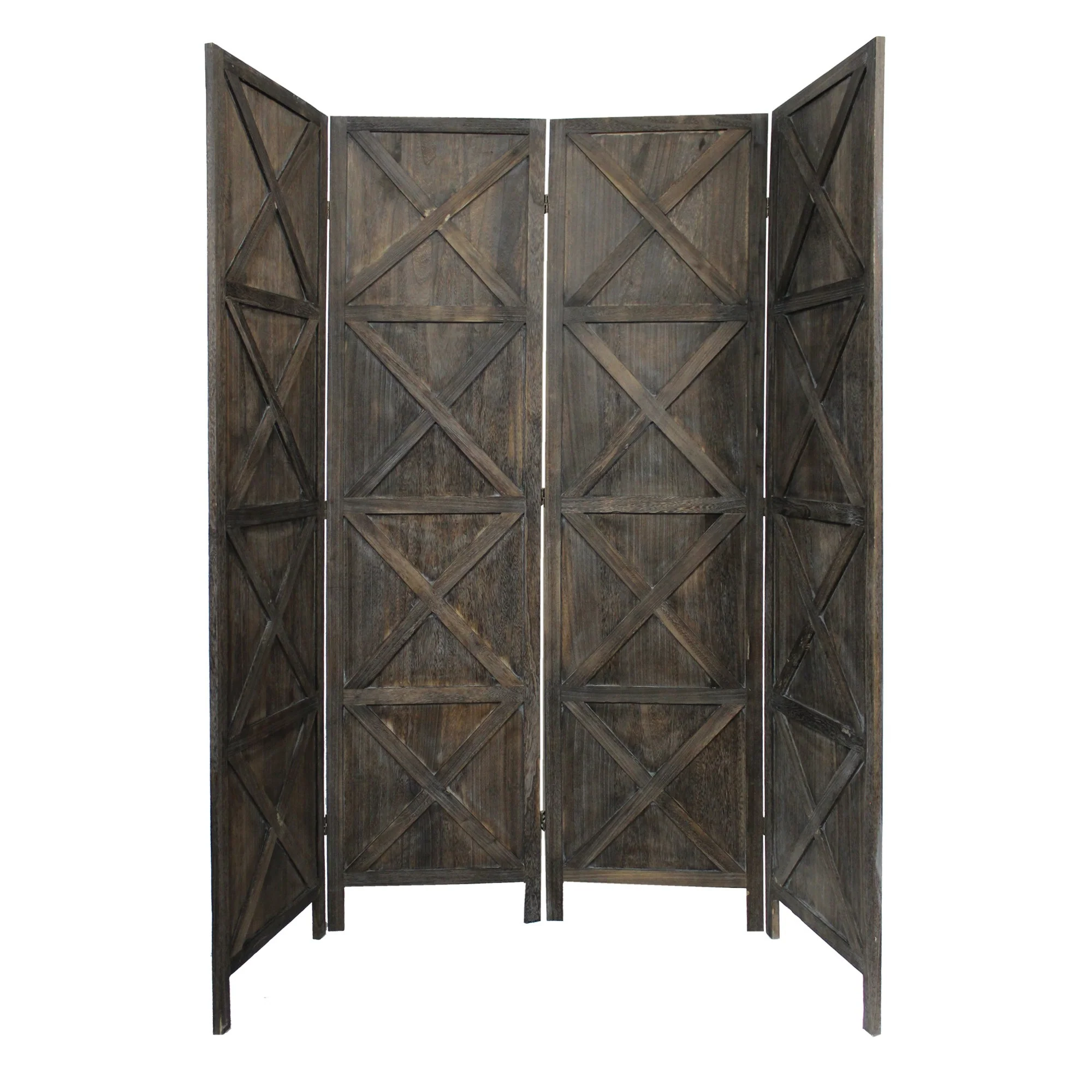 Modern Farmhouse Rustic Four Panel Room Divider Screen By Homeroots - Image 6
