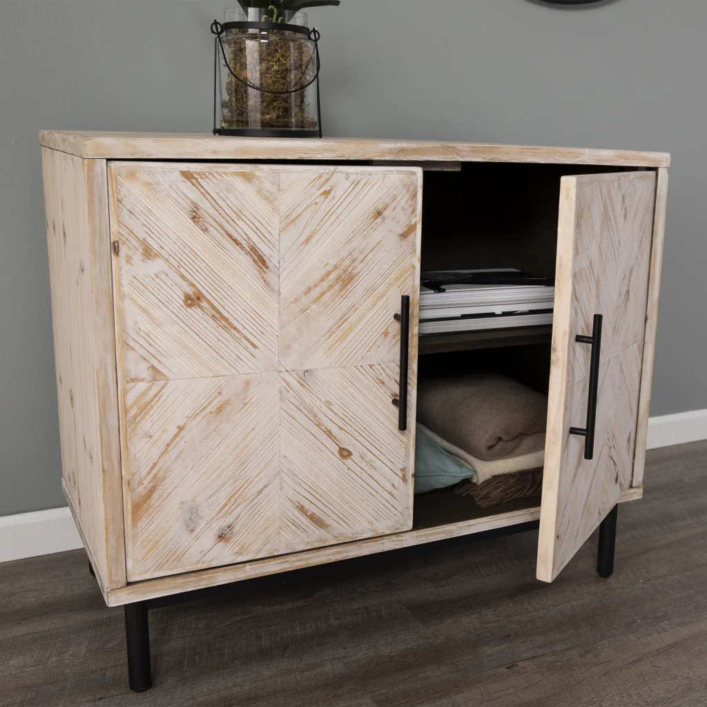 Modern Farmhouse Rustic Natural Accent Storage Cabinet By Homeroots - Image 2