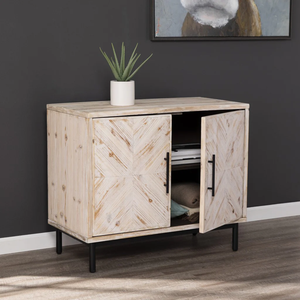 Modern Farmhouse Rustic Natural Accent Storage Cabinet By Homeroots - Image 3