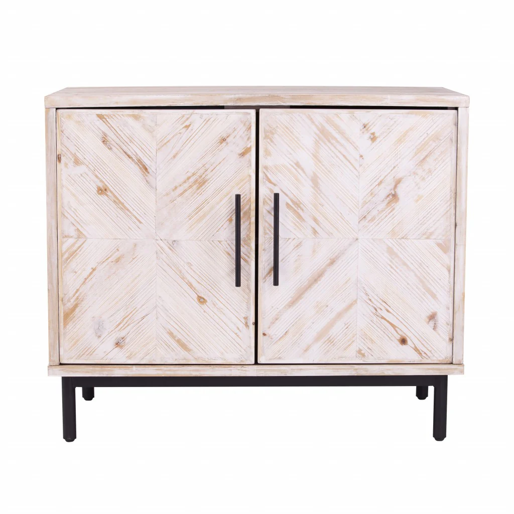 Modern Farmhouse Rustic Natural Accent Storage Cabinet By Homeroots - Image 4