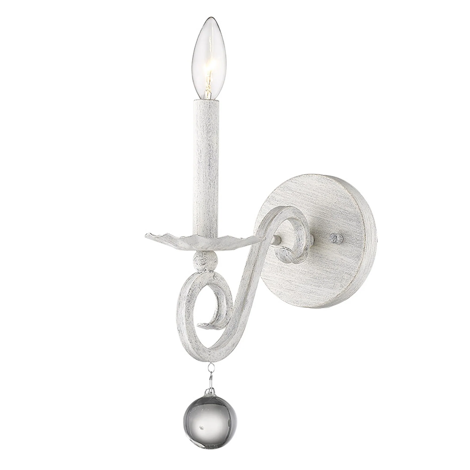 Modern Farmhouse Rustic White and Crystal Wall Sconce By Homeroots - Image 2