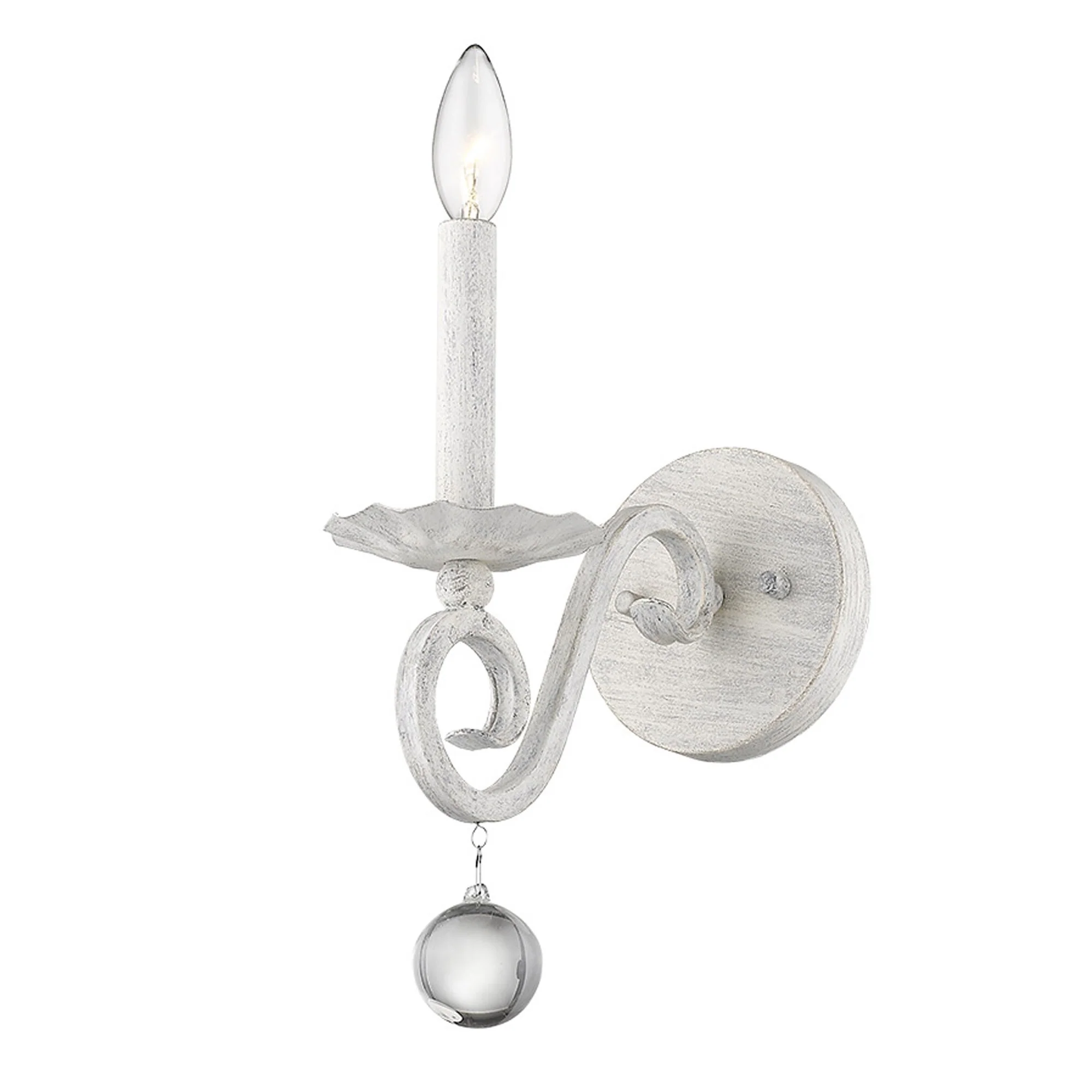 Modern Farmhouse Rustic White and Crystal Wall Sconce By Homeroots - Image 3