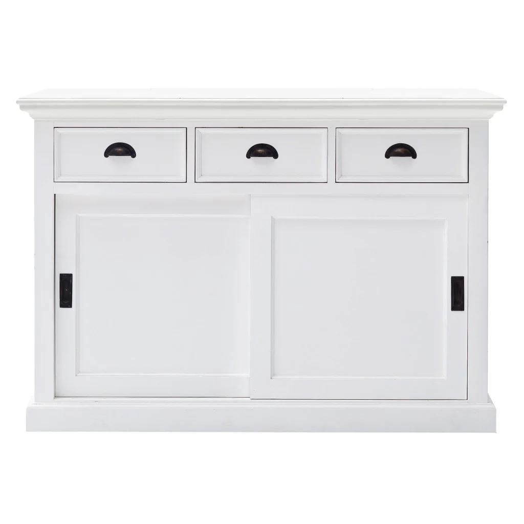 Modern Farmhouse White Buffet Server With Sliding Doors By Homeroots - Image 3
