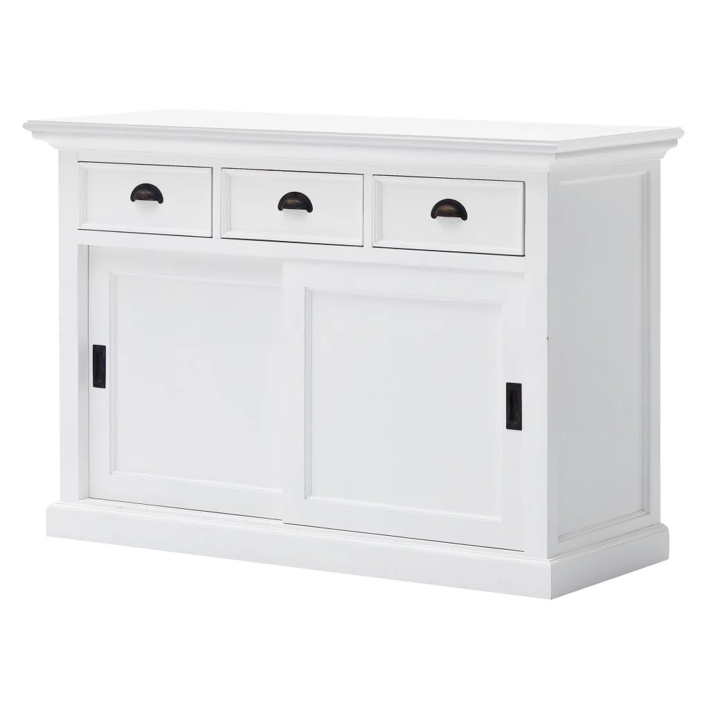 Modern Farmhouse White Buffet Server With Sliding Doors By Homeroots - Image 4