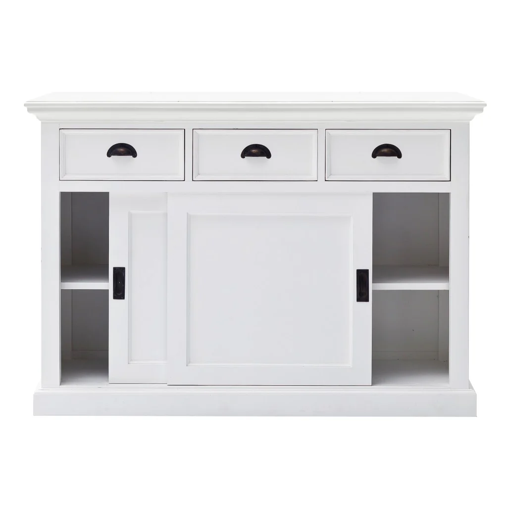 Modern Farmhouse White Buffet Server With Sliding Doors By Homeroots - Image 5