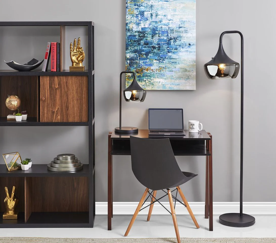 Modern Floor Lamp Gnome Smoked Glass Matte Black - Image 2