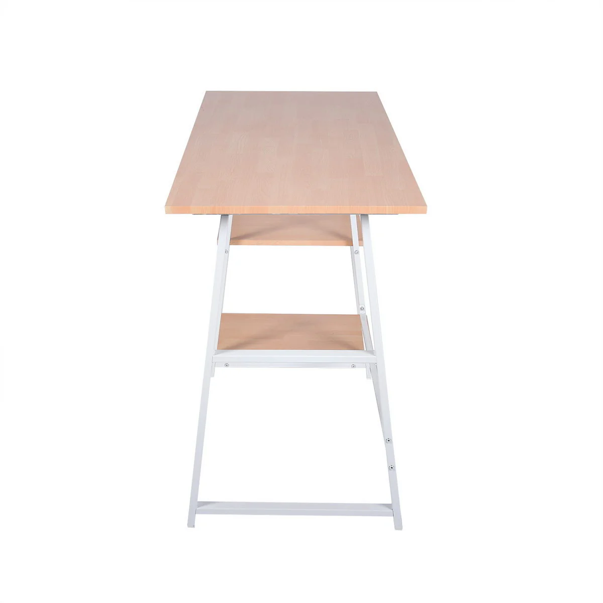 Modern Geo Beech Home Office Table With Storage Shelves By Homeroots - Image 7