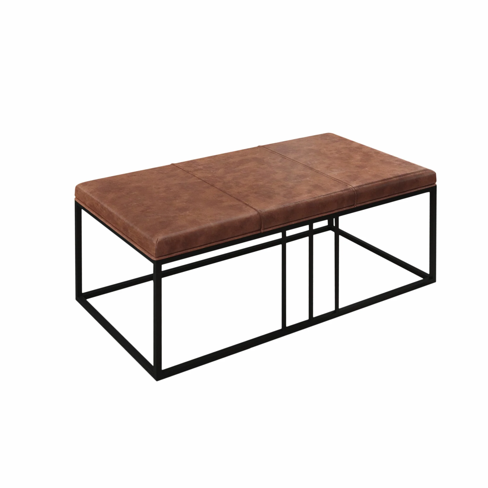Modern Geo Black and Brown Leather Multipurpose Table By Homeroots - Image 4