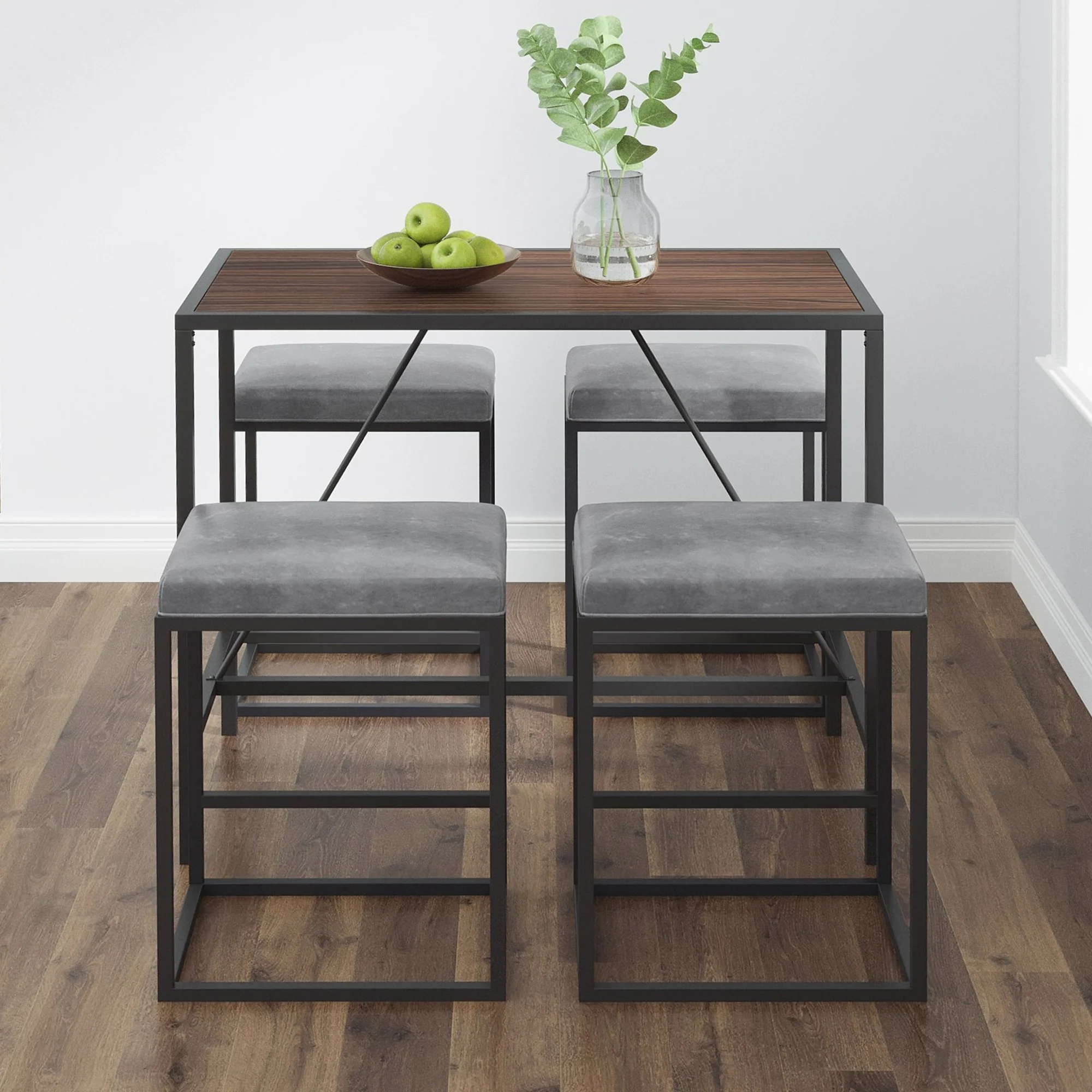 Modern Geo Black And Walnut Five Piece Bar Set By Homeroots - Image 10