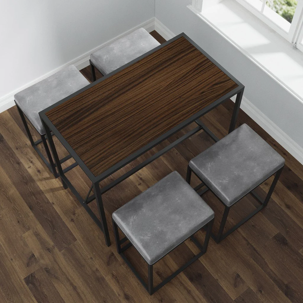 Modern Geo Black And Walnut Five Piece Bar Set By Homeroots - Image 11