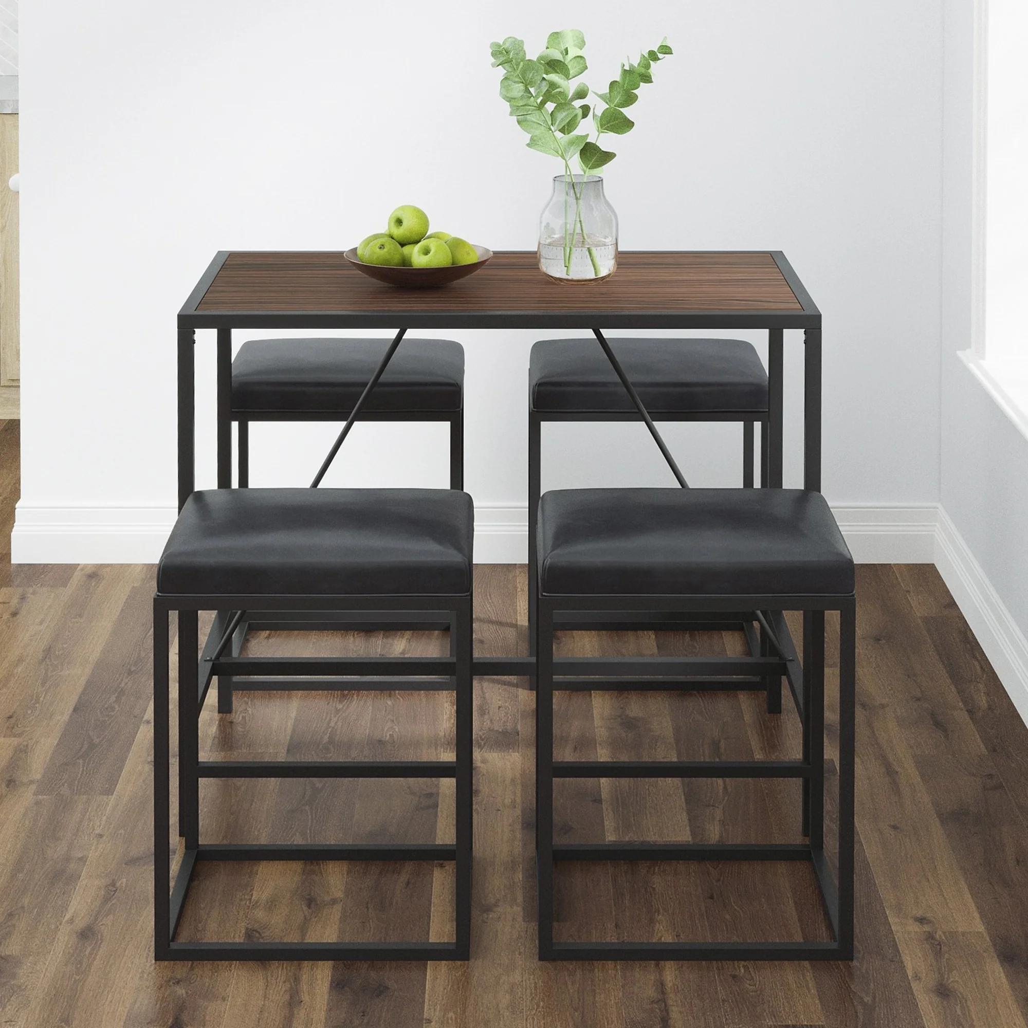 Modern Geo Black And Walnut Five Piece Bar Set By Homeroots - Image 2