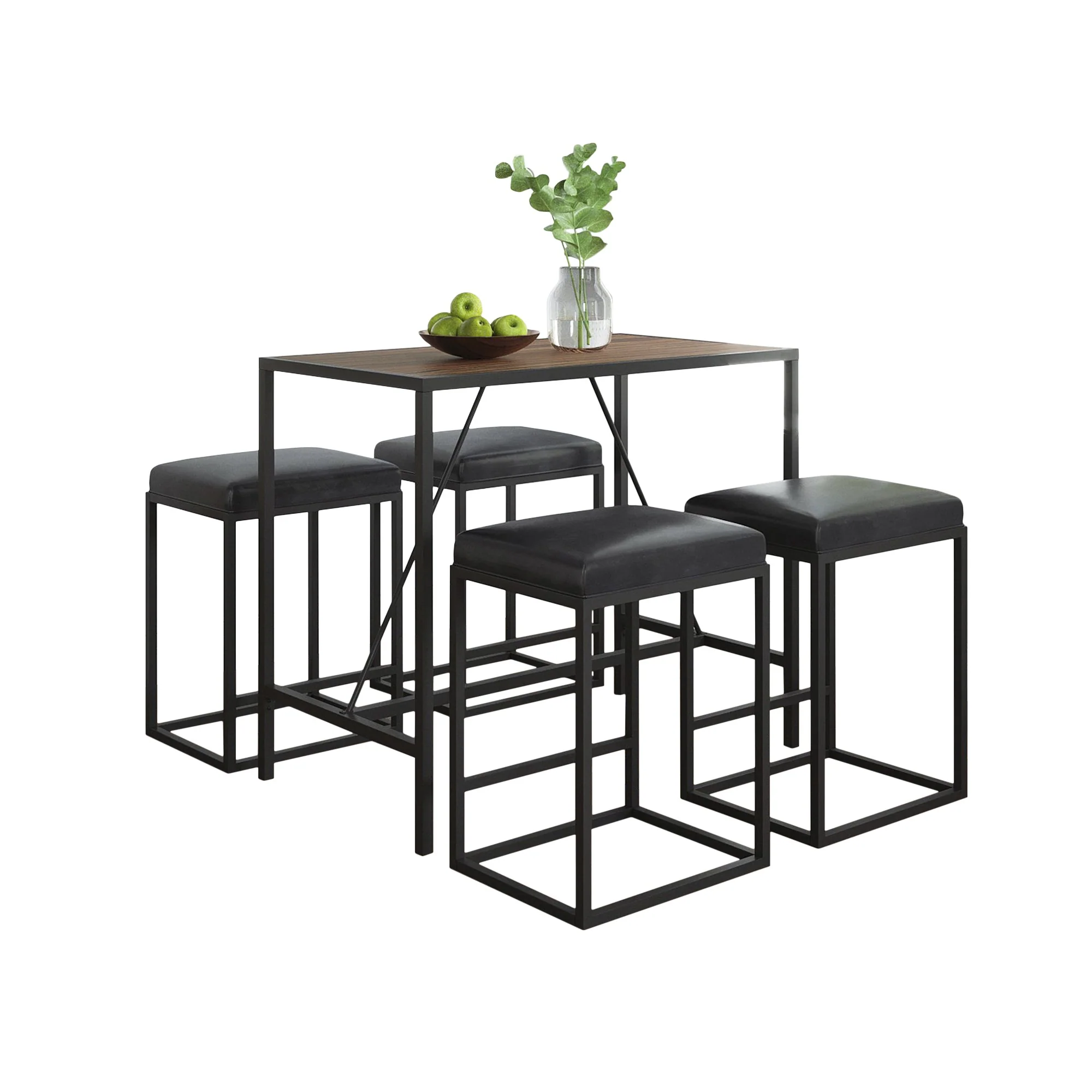 Modern Geo Black And Walnut Five Piece Bar Set By Homeroots - Image 4